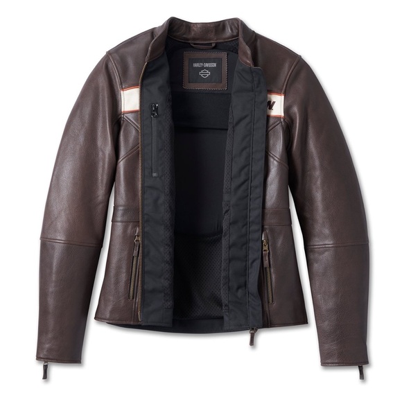 Harley-Davidson Women's Victory Lane Leather Brown Jacket Size Small NWT - Picture 4 of 14